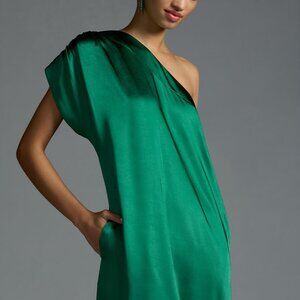 Anthropologie Porridge Green One Shoulder Midi